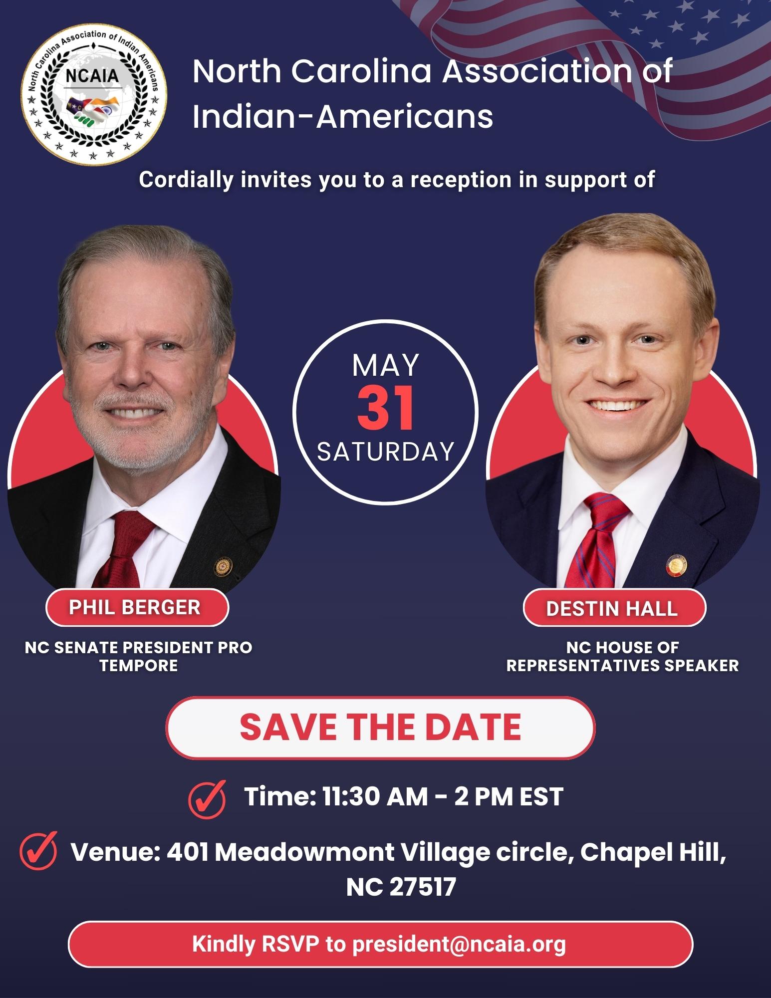 Fundraiser for NC Senate President Pro Tempore: Phil Berger & NC House of Representatives Speaker: Destin Hall
